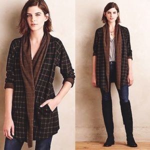 Anthro • Windowpane Shawl Sweater Jacket • XS